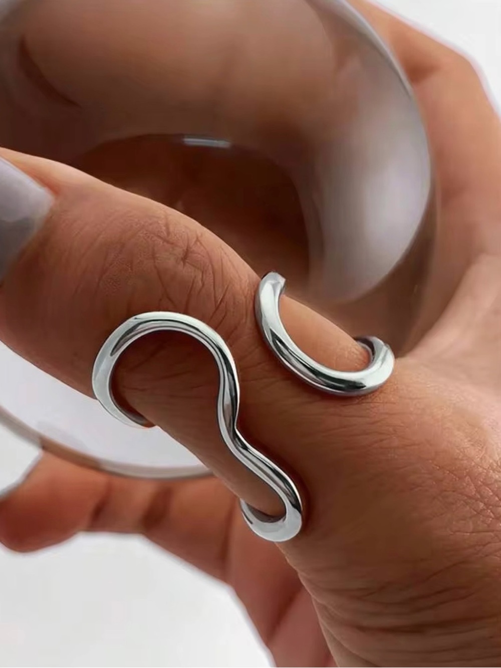 Modern Silver Knot Open Ring